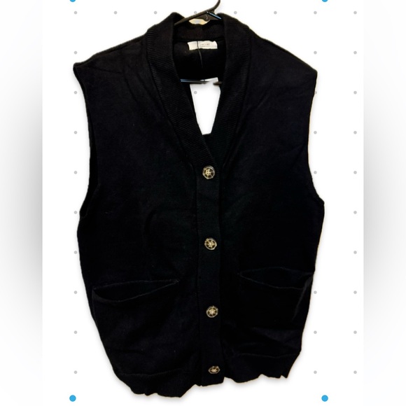 Zara Other - NEW Zara Black Button-Up Vest Sweater